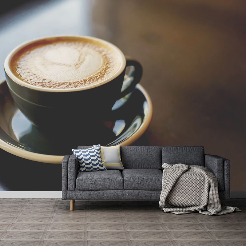 Lichtgekleurd koffiemuurschilderingbehang Hedendaagse schimmelbestendige winkeldecoratie