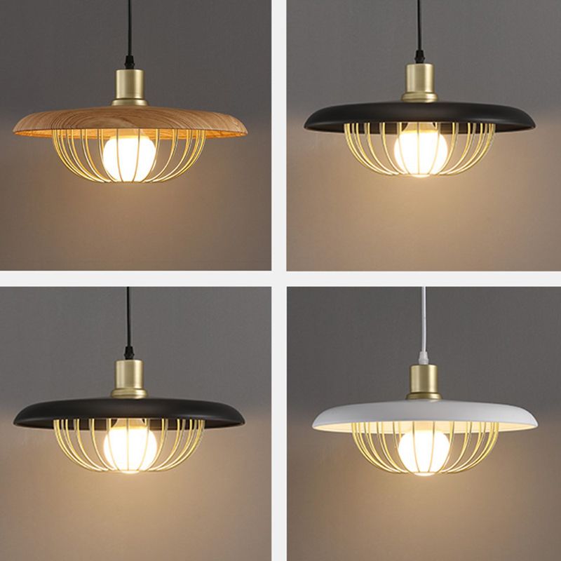 Style minimaliste moderne en cage suspendu suspension en métal 1 éclairage pendentif léger