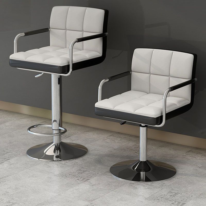 Scandinavian Adjustable Height Swivel Counter Stools Metal Upholstered Bar Stools