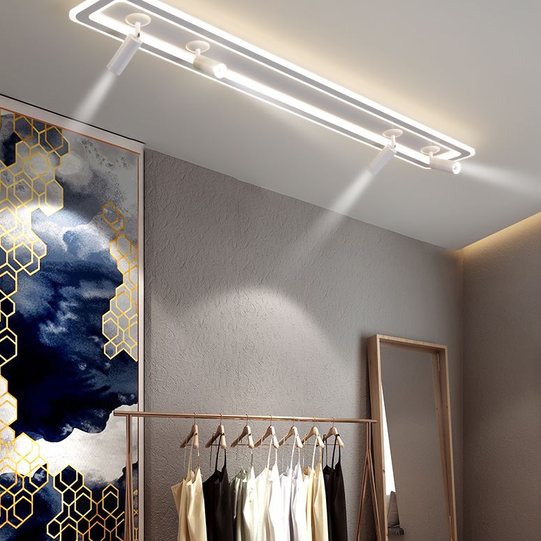 Luz de techo semi rascuble de LED rectangular blanco en el estilo de techo interior acrílico de estilo creativo moderno con lámpara de aluminio ajustable
