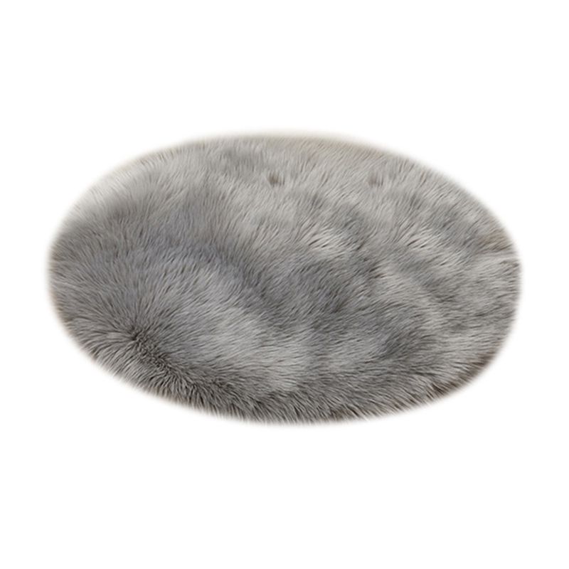 Tapis circulaire en peluche de couleur unie, résistant aux taches, pour la décoration de la maison