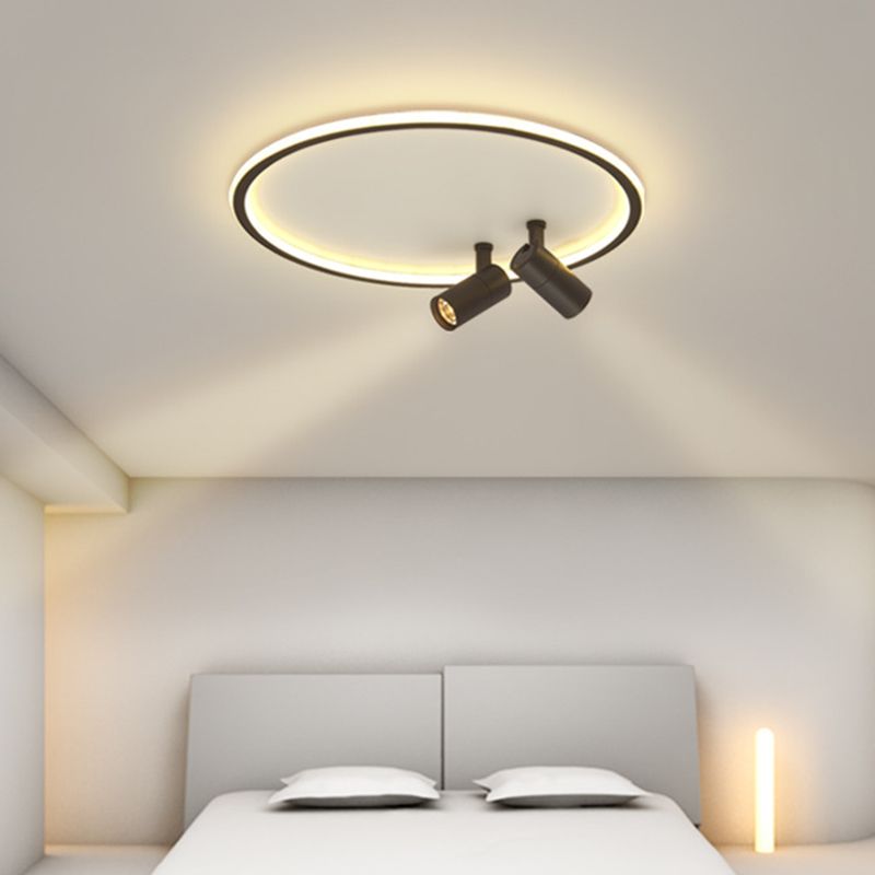 Circular LED Flush Mount Light Nordic Acrylic Study Room Ceiling Fixture with Spotlight
