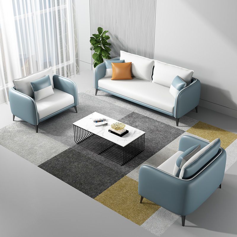 29.52" W Tuxedo Arm Sofa Faux Leather Contemporary Standard Sofa