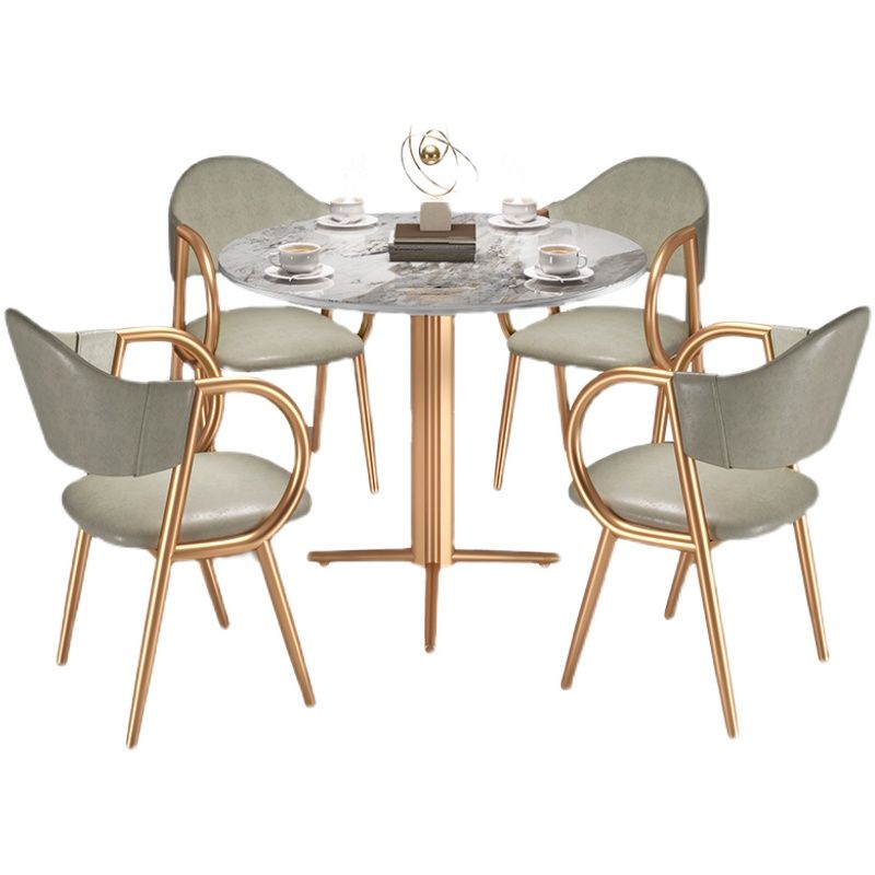Stone Dining Table Traditional Luxury Dining Site Table with Tripod Base