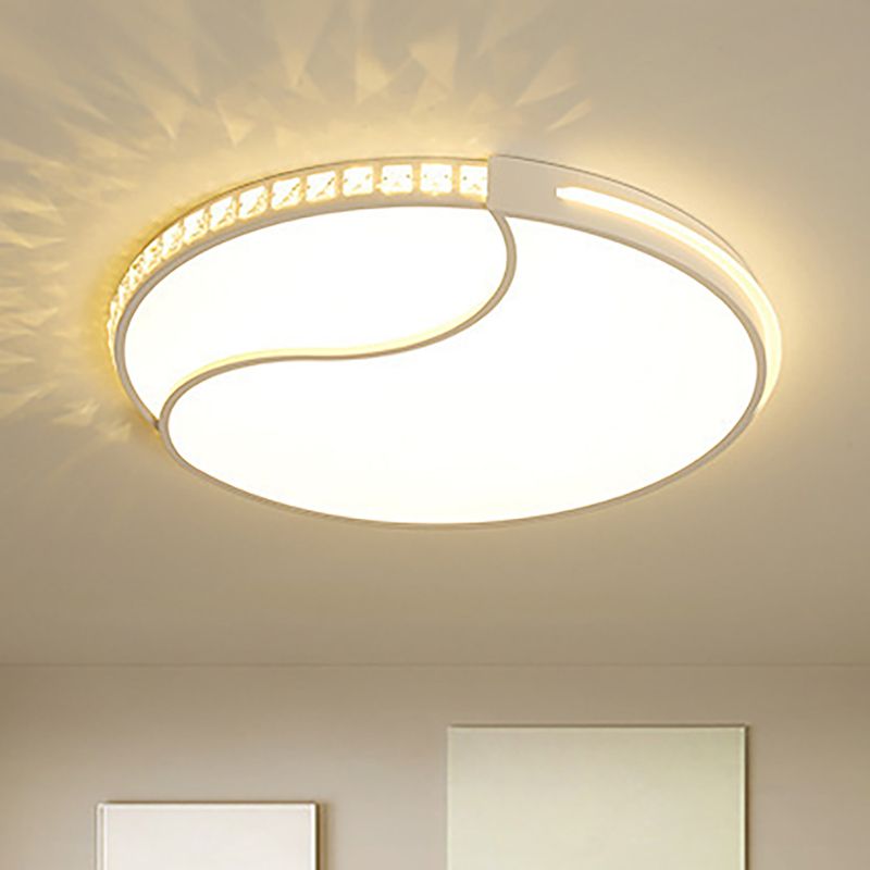 16.5"/20.5"/24.5" Wide Crystal Circular Flush Mount Lighting Contemporary LED Ceiling Light Fixture in Warm/White Light