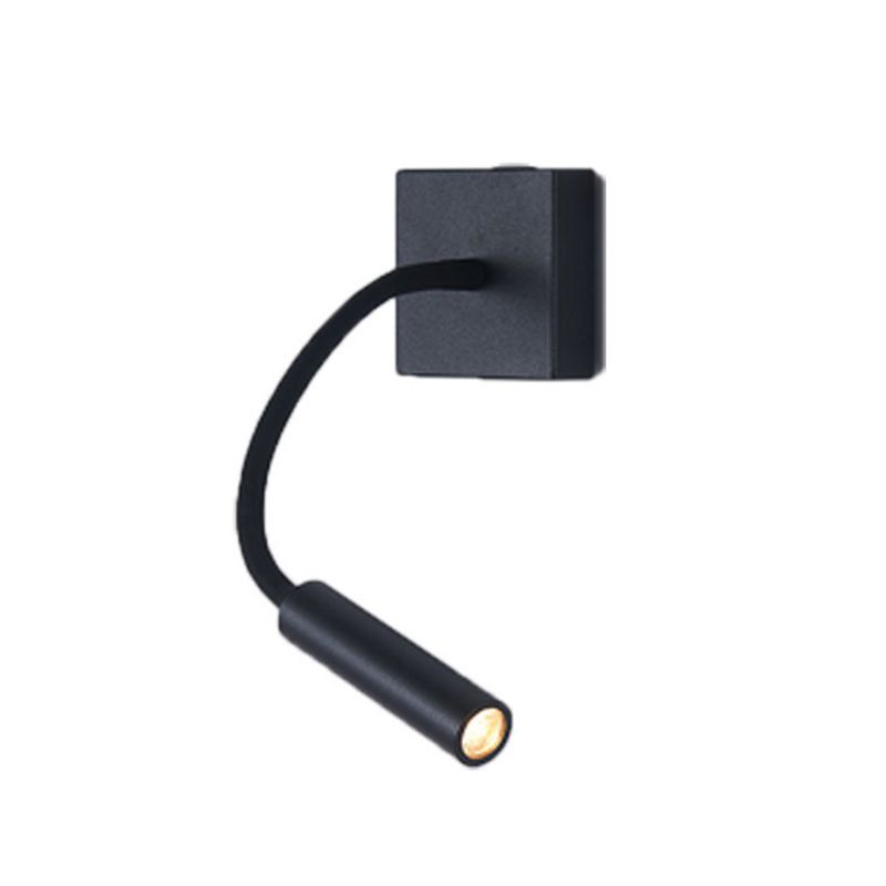 Modern Black Wall Light Square Hose 3" Wide Reading Wall Sconce for Bedroom