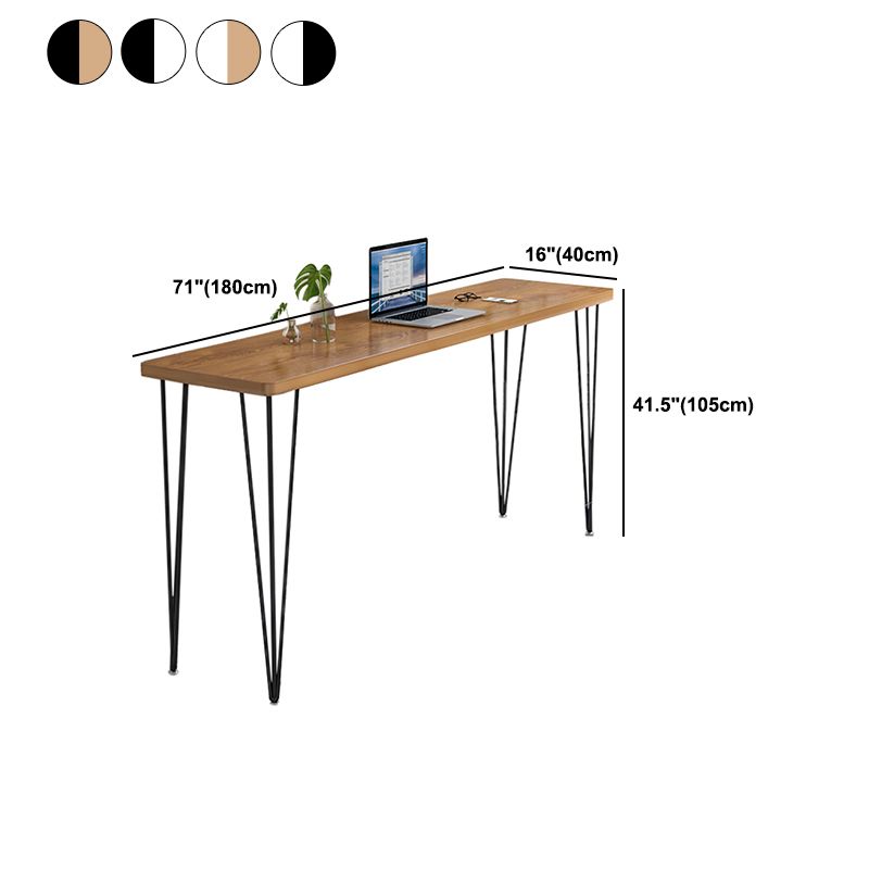 Polished Finish Wood Top Bar Table Glam Style Metal Frame Pub Table