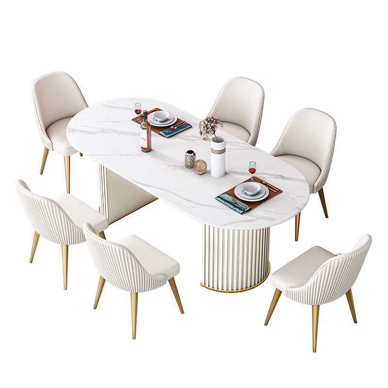 Mesa de comedor ovalada estándar moderna, mesa de comedor de piedra sinterizada para cocina