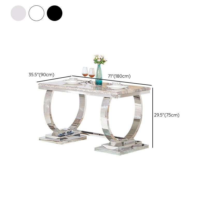 Glam Dining Faux Marble Table Dining Rectangle Table with Metal Base for Home Use