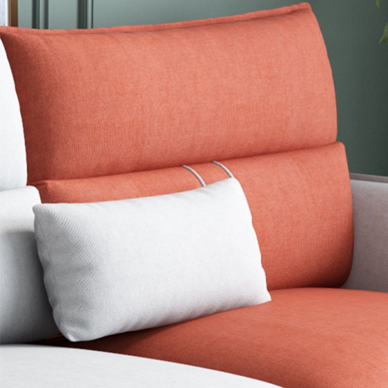 Flared Arm Sectional Sofa Modern 4-seater Fabric Sectional in Grey