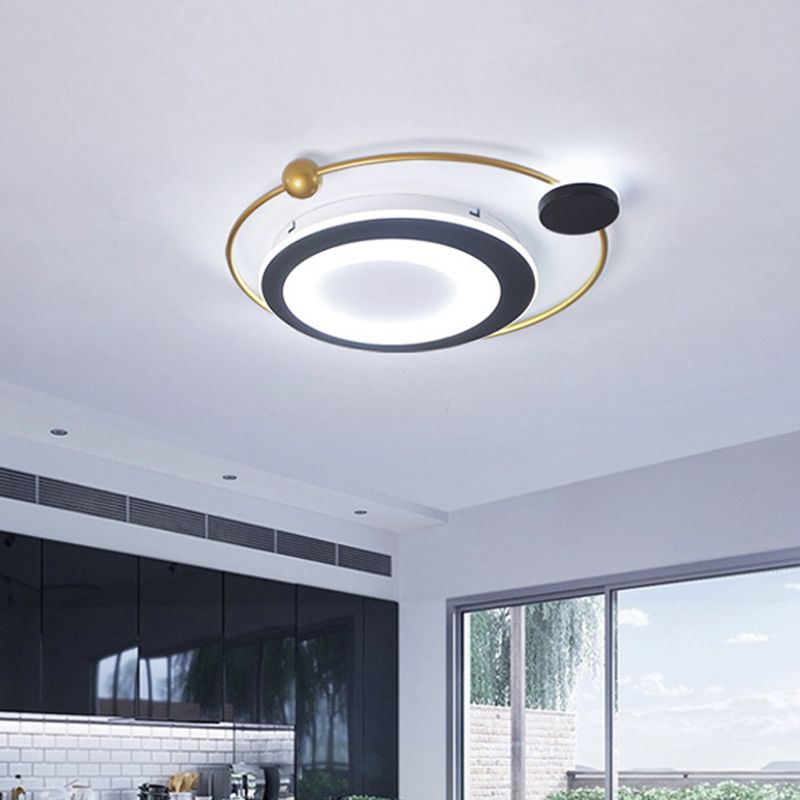 Acrylic Orbit Flush Mount Spotlight Modern LED Gold Finish Close to Ceiling Lighting in Warm/White Light