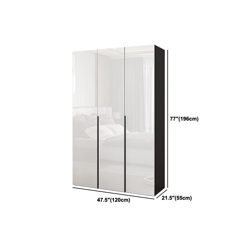 Mirrored Finish Wardrobe Cabinet Engineered Wood Wardrobe with Drawer