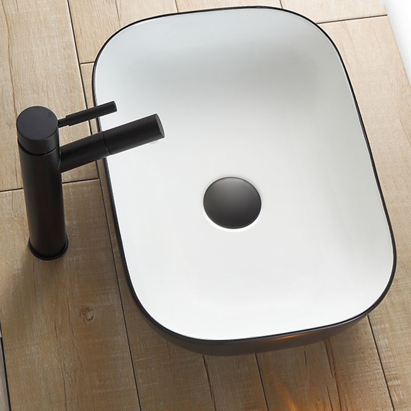 White Modern Sink Washroom Ceramic Rod Handle Faucet Bathroom Sink