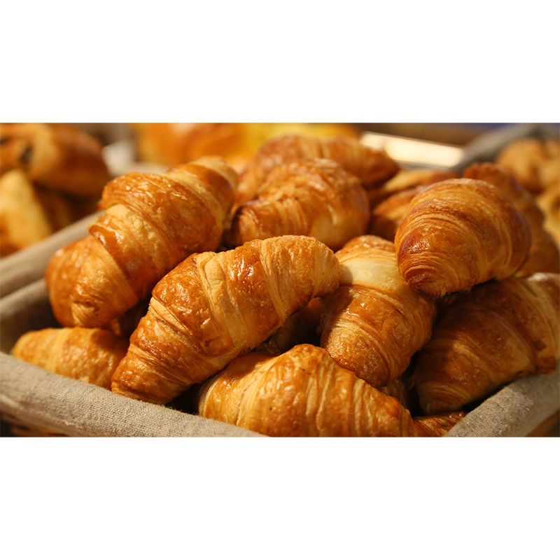 Customized Dessert Wall Mural with Croissant Pattern Mildew Resistant Wallpaper Commerce Shop