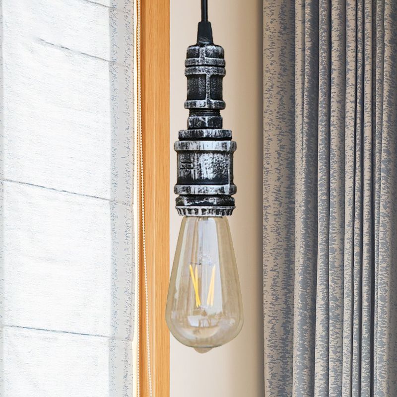 1 Bulbo nudo appeso a sospensione Stile rustico Rustico Black/Silver Stiil Aibiling con tubo per il bagno