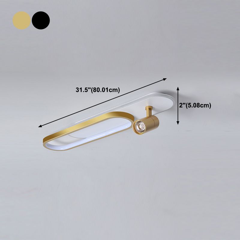 Oval Shade Metal Flush Ceiling Light Modern Style 3 Lights Flush Mount Fixture