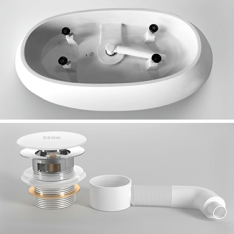 Freestanding Modern Soaking Bathtub Antique Finish Oval Bath Tub