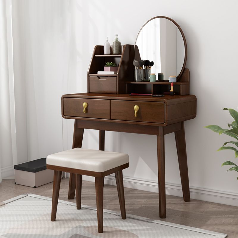 Scandinavian Solid Wood Makeup Counter 3 Drawer Vanity Dressing Table