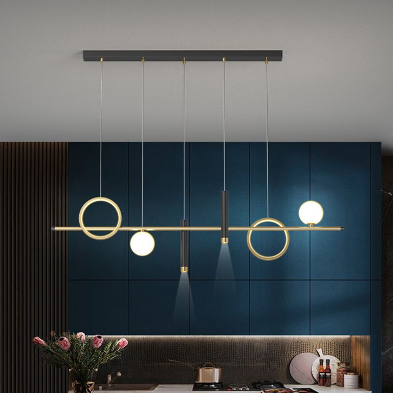 Black and Gold LED Island Pendant Light in Modern Creative Style Wrought Iron Ceiling Light with Aluminium Lamp