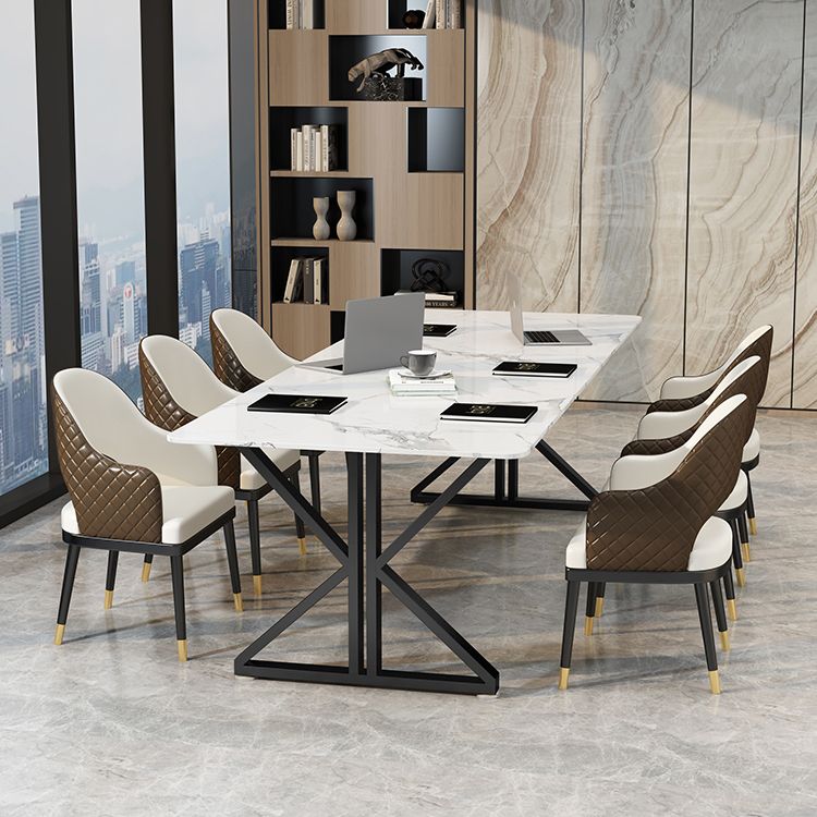 Home Office Writing Table Luxury Marble Curved Computer Desk