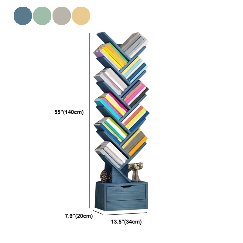 Modern Engineered Wood Bookshelf Geometric Open Shelf Bookcase