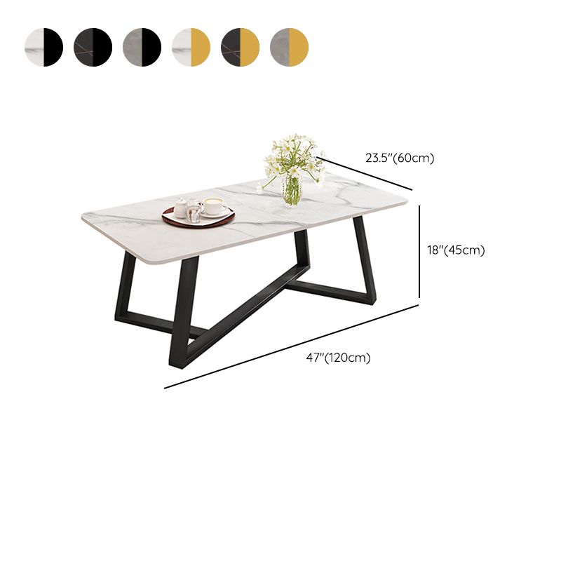Slate Rectangle Coffee Table Cross Legs Single Table for Living Room