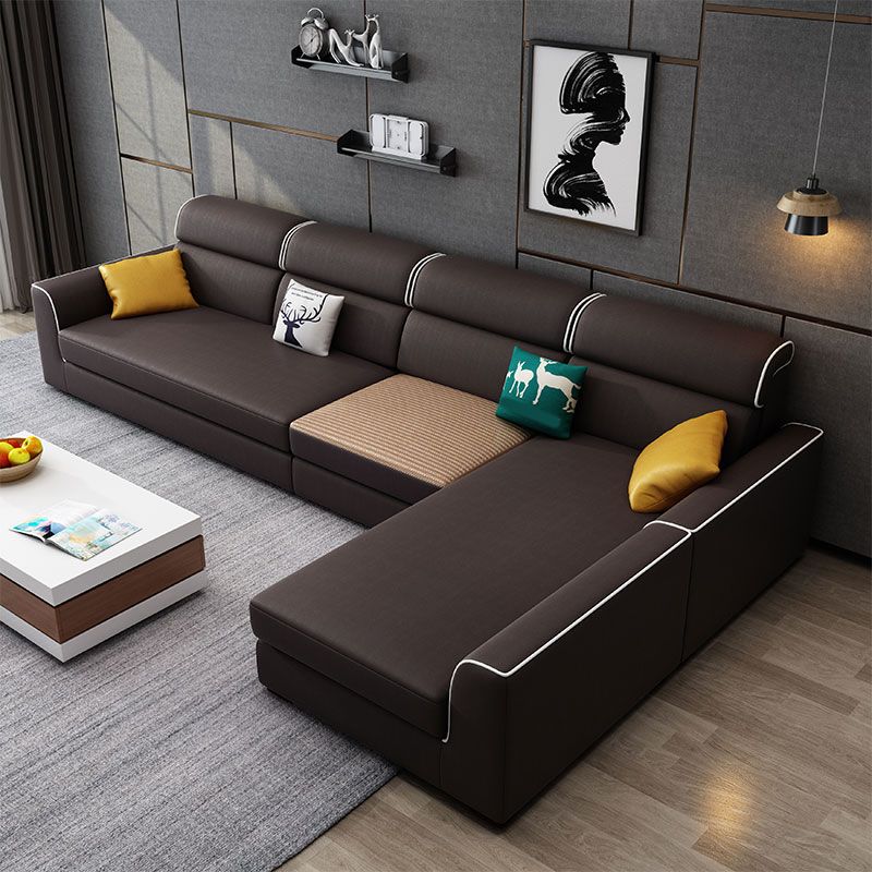 37.40"H Contemporary Sectional Sofa Faux Leather Chaise Sectional