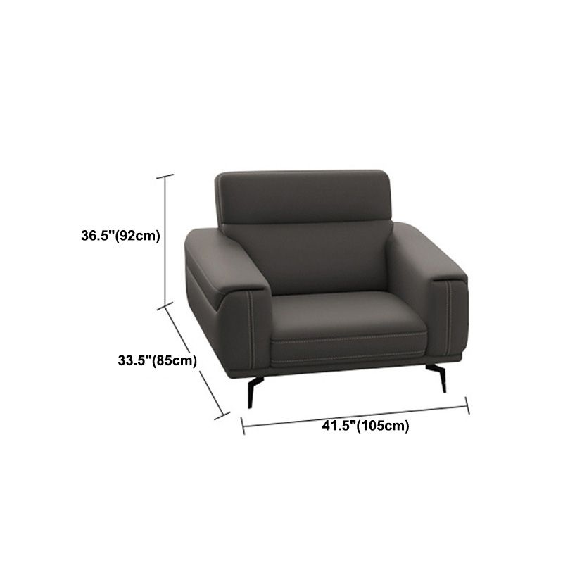 Modern Tufted Tight Back Genuine Leather Sectionals, 36" Sectional Sofa in Kingston Gray