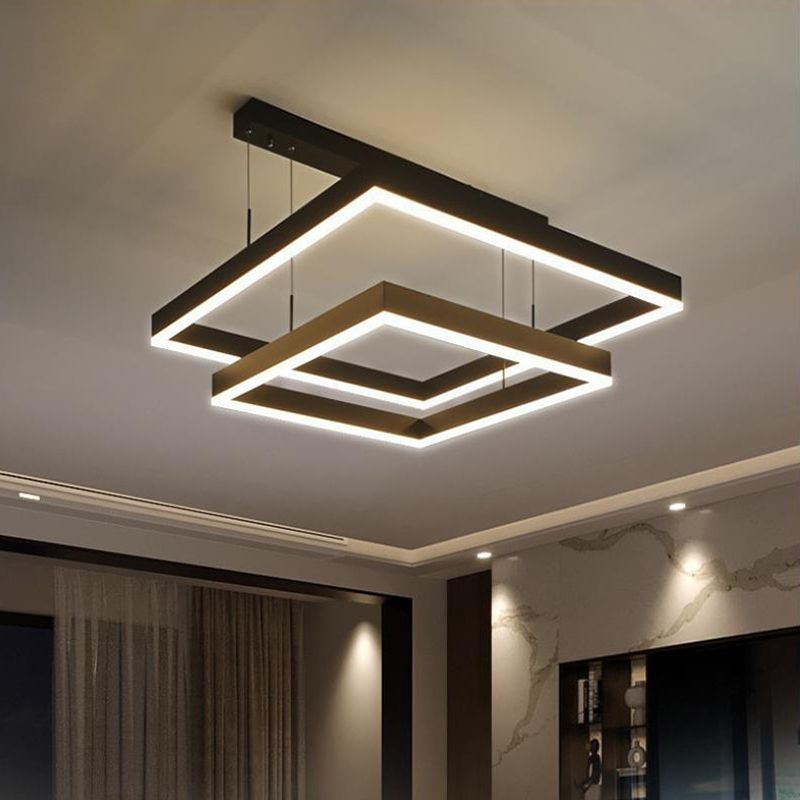 Modern Square Shape Chandelier Light Fixtures Restaurant Hanging Chandelier for Sitting Room