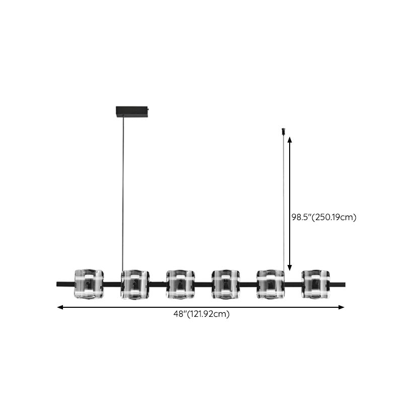 Black Hanging Light Contemporary Island Lighting with Glass Shade for Kitchen