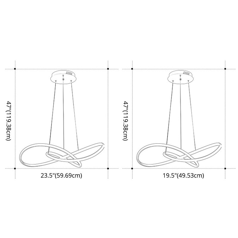 Modern Minimalist Linear Chandelier Light Metal Spiral LED Ceiling Chandelier for Living Room