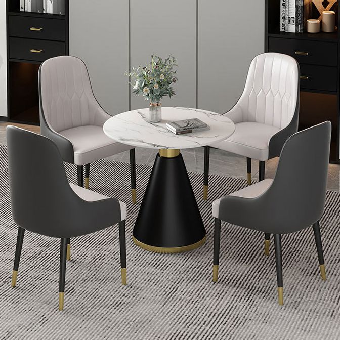 Glam Sintered Stone Dining Table Set Round 1/2/5 Pieces Dining Set