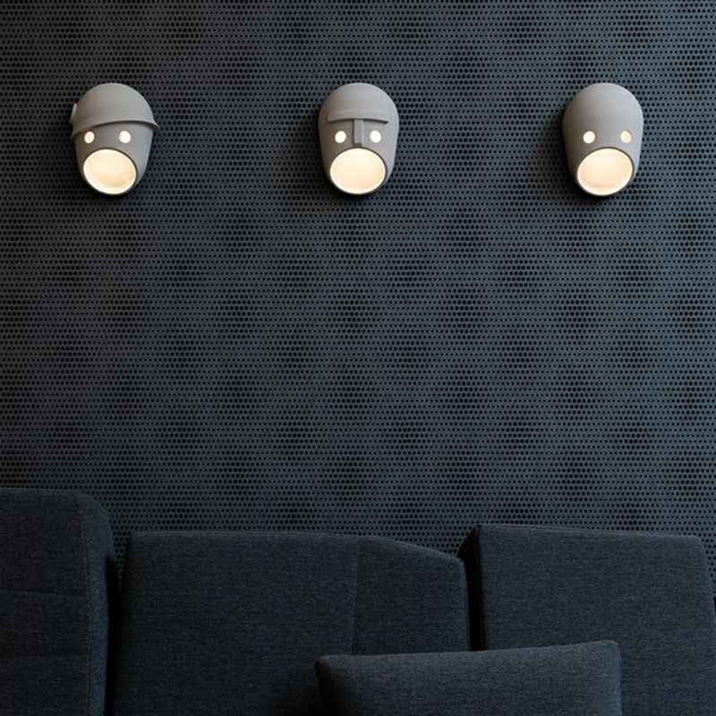 Dekorative lustige Gesichtsausdruck Wandleuchten Harz Schlafzimmer LED -Wand montiert hell in grau