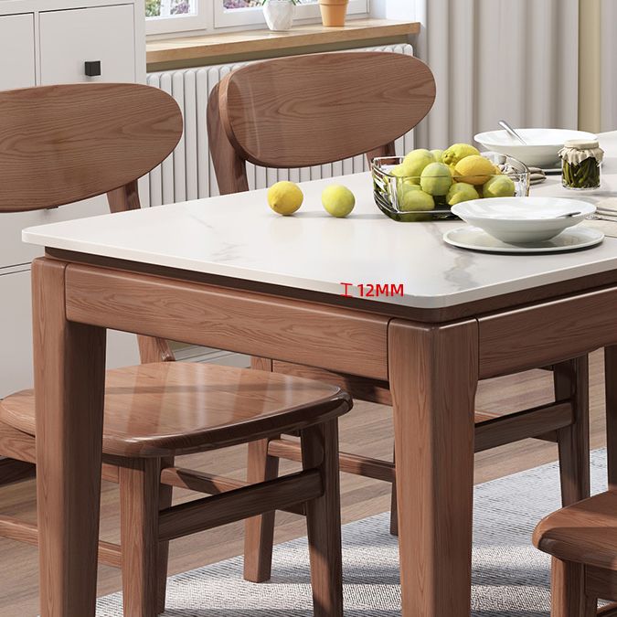Moderne moderne eettafel uit het midden van de eeuw gesinterde stenen top eettafel met houten basis voor keuken