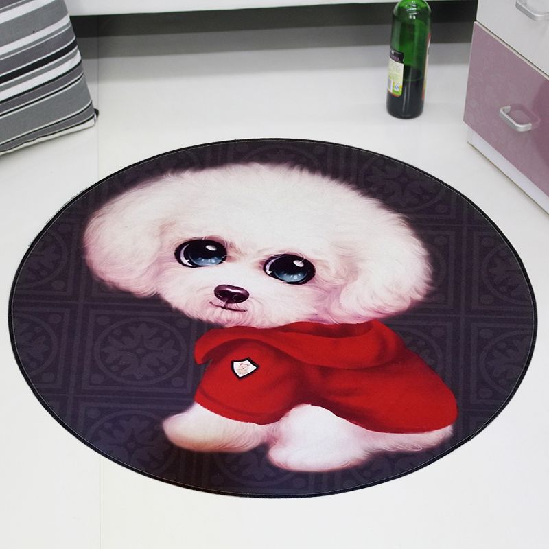 Cute Pet Patterned Rug Multi Colored Cartoon Carpet Cotton Stain Resistant Non-Slip Backing Pet Friendly Rug for Bedroom