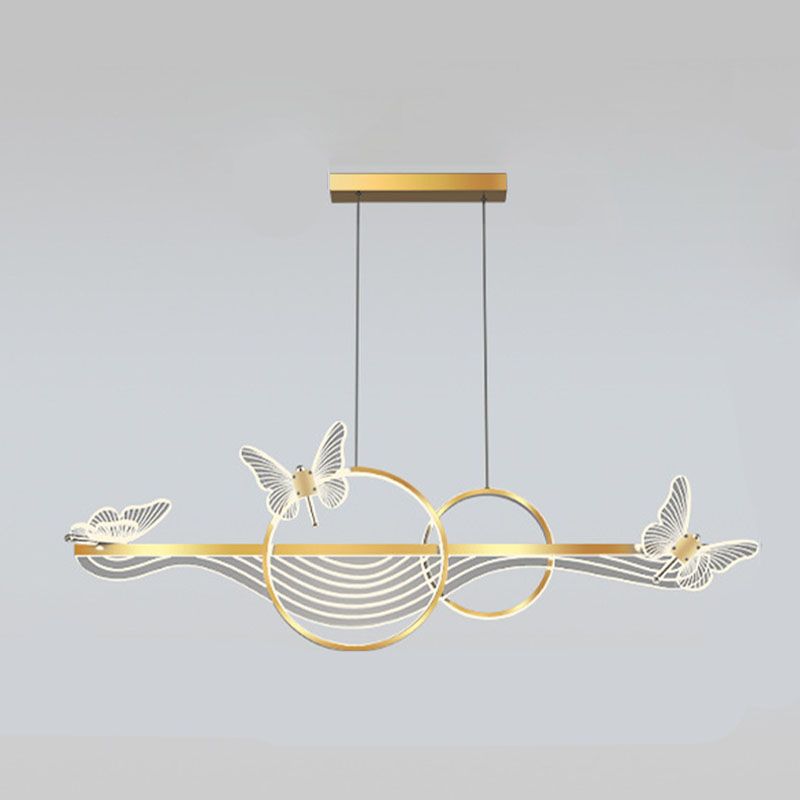 Postmoderne LED -Island -Lampen -Acryl -Schmetterlingsaufhängung Licht für Esszimmer