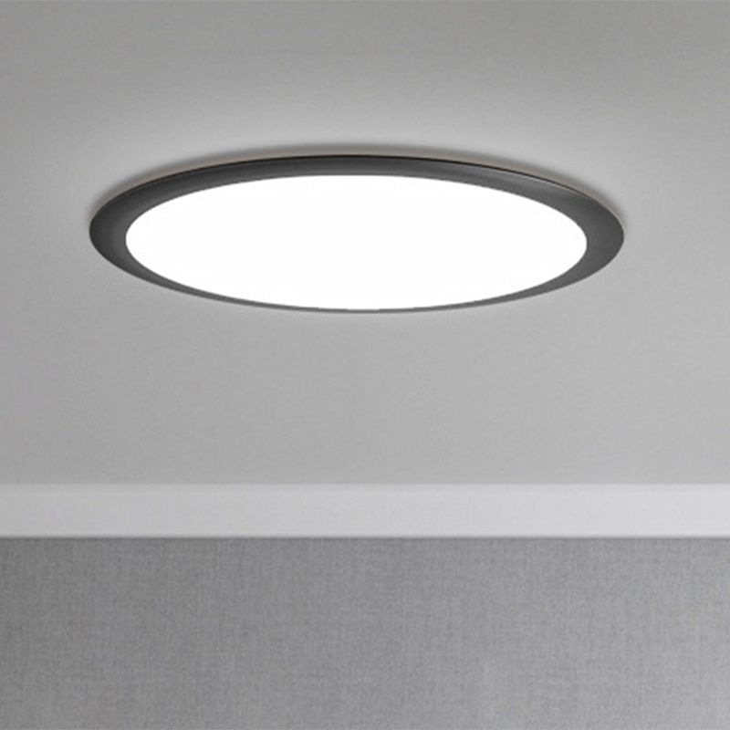 Apparecchio metallico rotondo montato a soffitto Illuminazione minimalista a LED nera a incasso in luce bianca/calda, diametro 16,5"/20,5"/24,5"