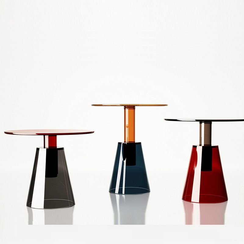 Contemporary Glass Top Pedestal Round Living Room Accent Side Table
