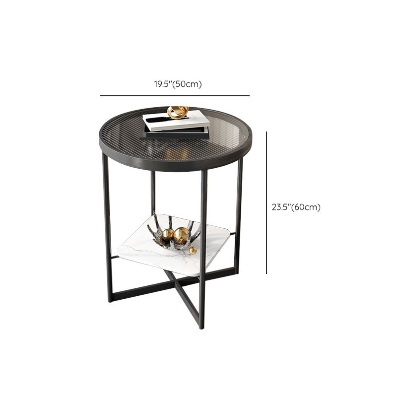 Modern Glass Round Side End Table Cross Legs Sofa Corner Table