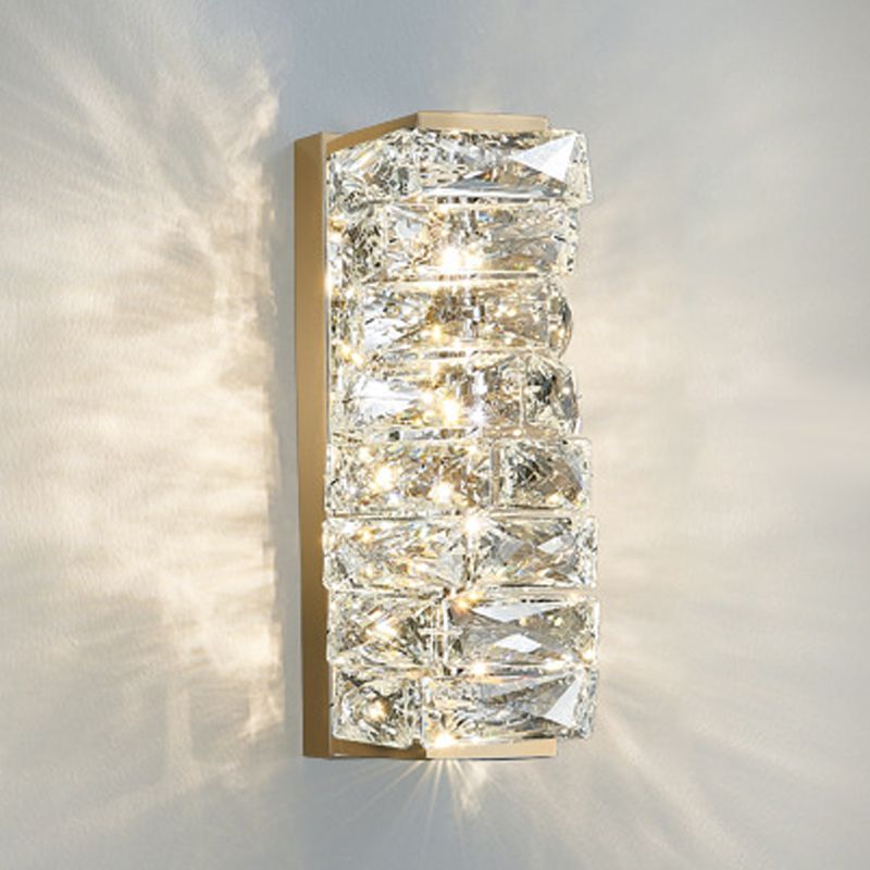 Postmodern Crystal Wall Light Geometric Shape 5" Wide Wall Sconce for Living Room