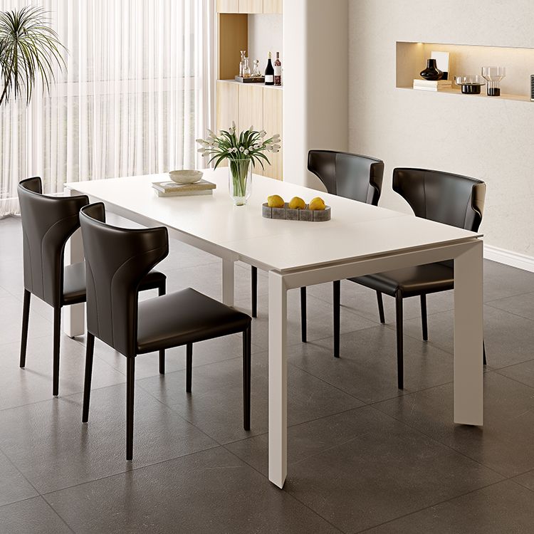 Modern Style 1/3/4/5/7 Pieces Dining Table Rectangle Stone Extendable Furniture in White