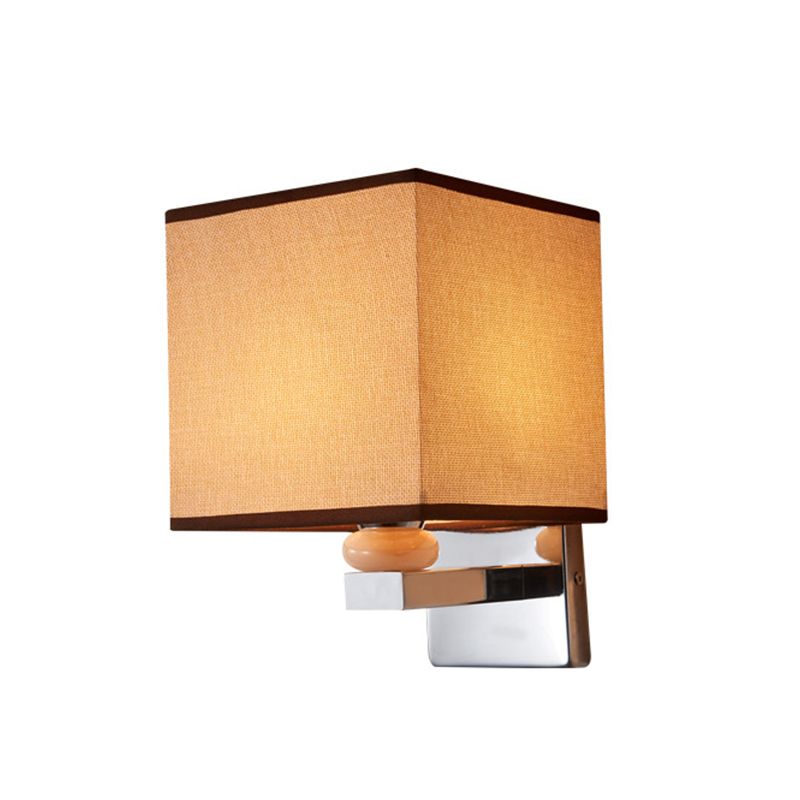 Fabric Cube Wall Sconce Lighting Contemporary LED Sconce Light in White/Black/Beige