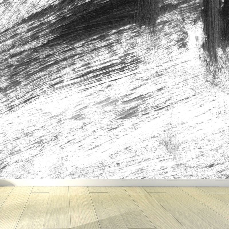 Black Brush Mural Wallpaper for Decoration Contemporary Living Room Wall Covering