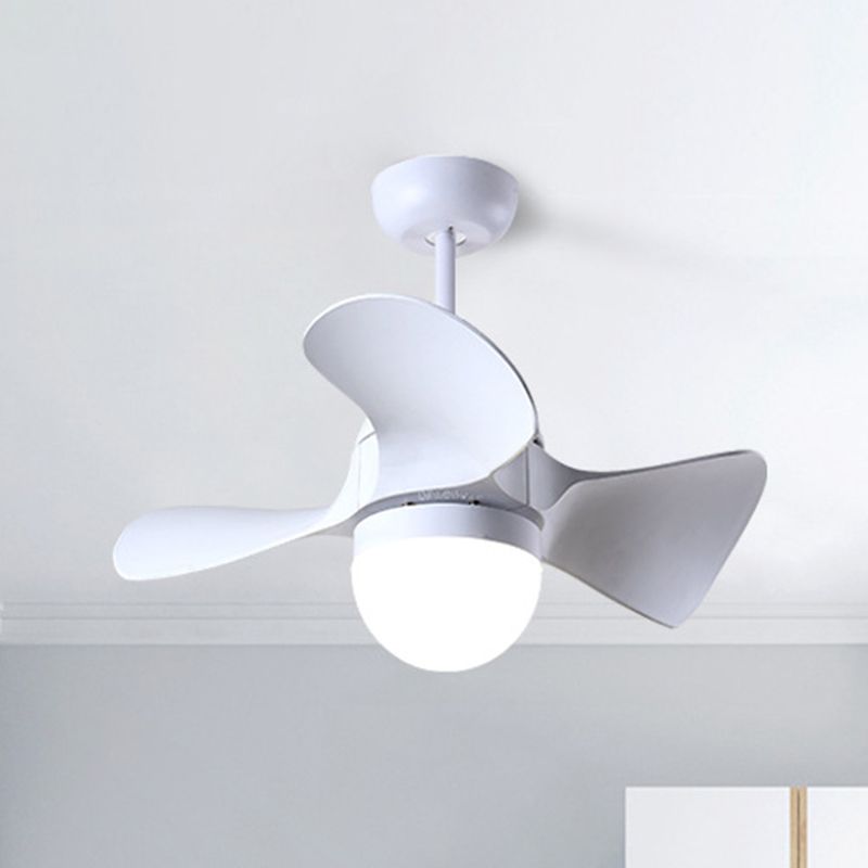 Kuppel Speisesaal LED Deckenventilator Acryl 3 Klingen Nordic Semi Mount Lighting in Weiß, 23 "Breite