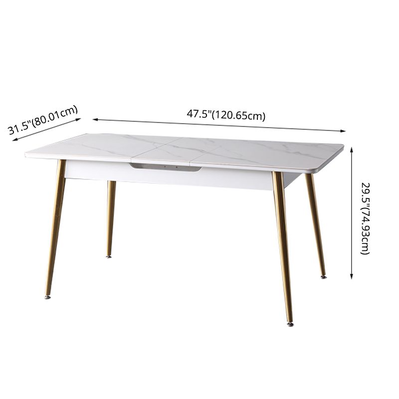 Scandinavian Style Sintered Stone Rectangle Dining Set with 4 Gold Legs Base
