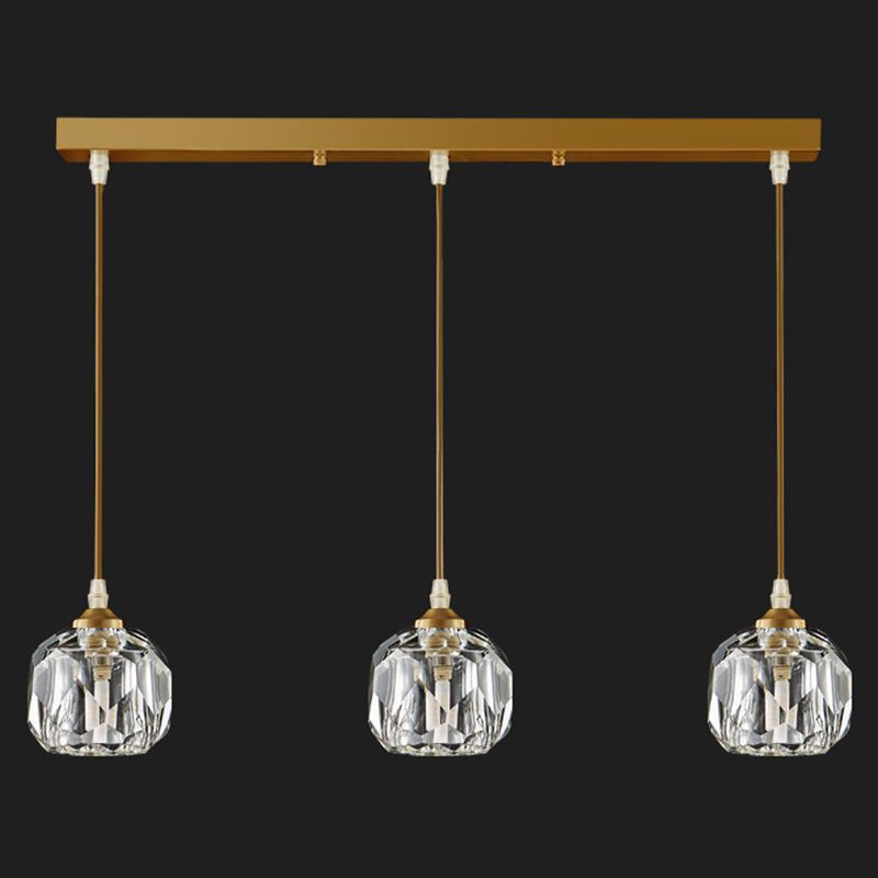Crystal Geometric Pendant Lighting Fixture Modern LED Gold Suspension Pendant Light