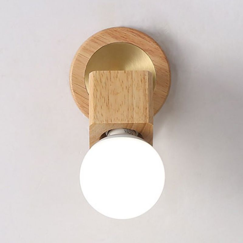 Modern Simple Wooden Wall Light Rectangle Shape Wall Lamp for Living Room