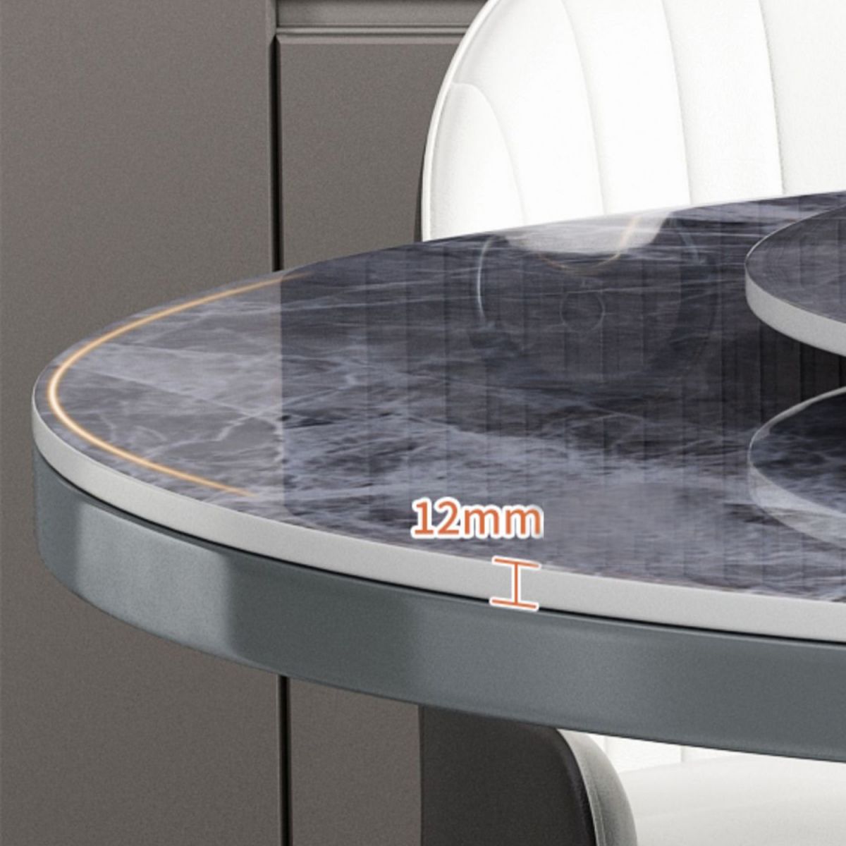 Round Stone Turntable Table Minimalist Furniture with Pedestal Base