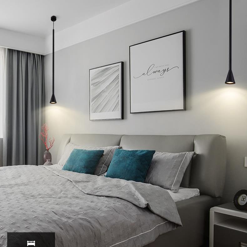 Postmodern Minimalist Conical Pendant Lamp Metallic Kitchen Bar LED Suspension Light