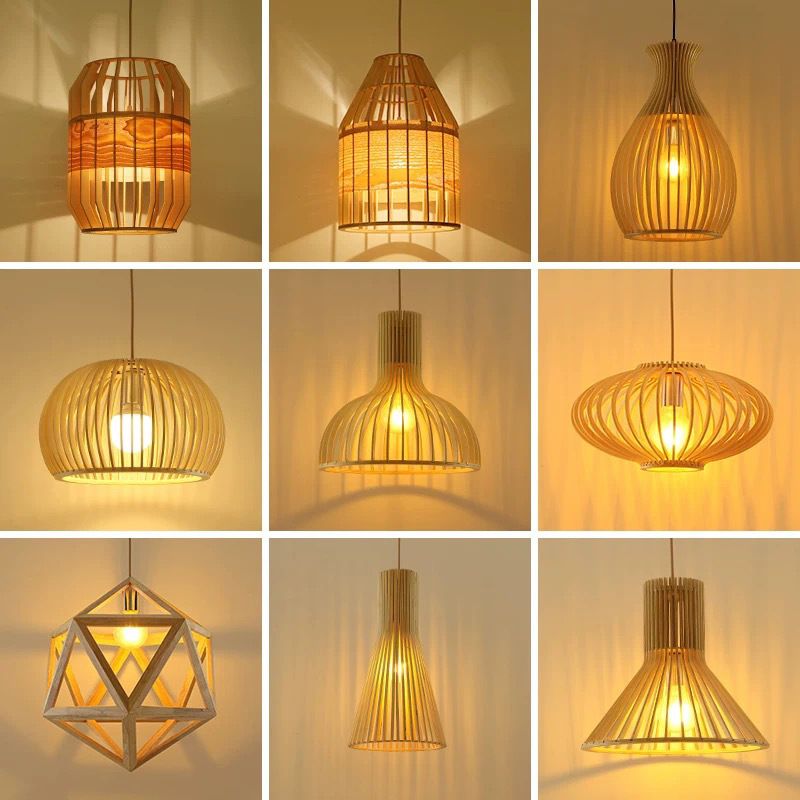 Globe/Oval/Pumpkin Bamboo Pendant Light Modern 1-Light Beige Suspended Lighting Fixture over Dining Table